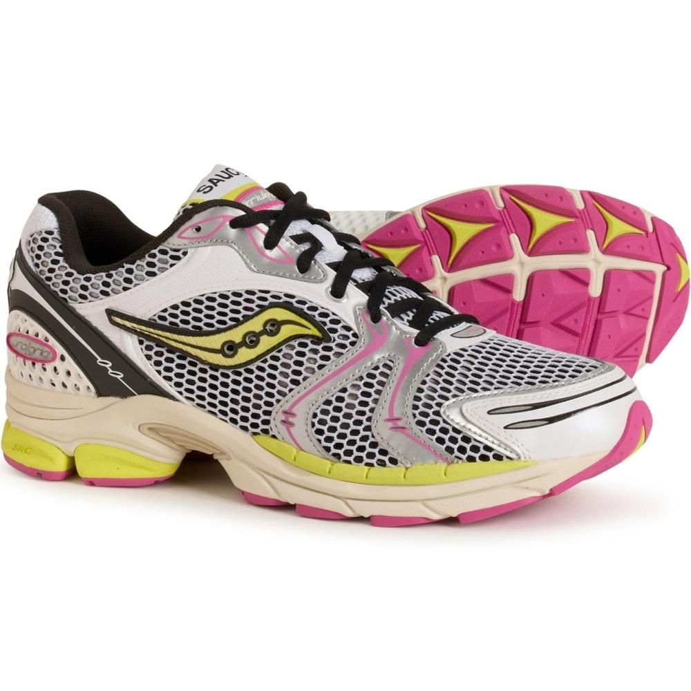 Saucony ProGrid Triumph 4 Running Shoes Men Sz 9 White Fluo Low Top Sneakers